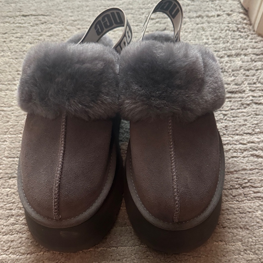 UGG Women's Charcoal Fur Slippers